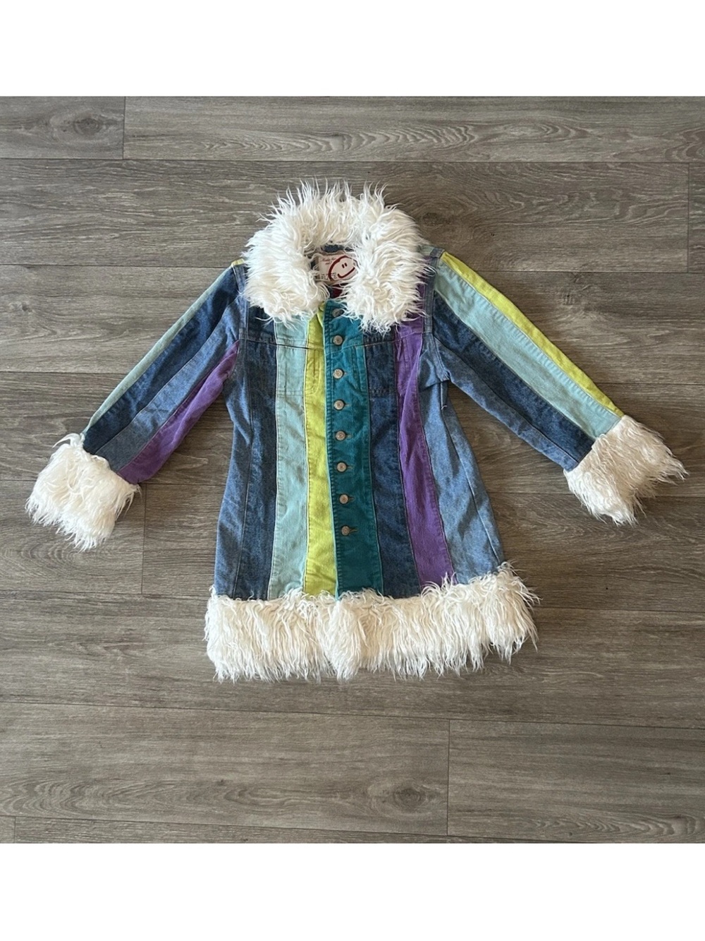 Vintage Y2K Children’s Place Penny Lane Coat 7/8 Patchwork Faux Fur Corduroy - Picture 10 of 15